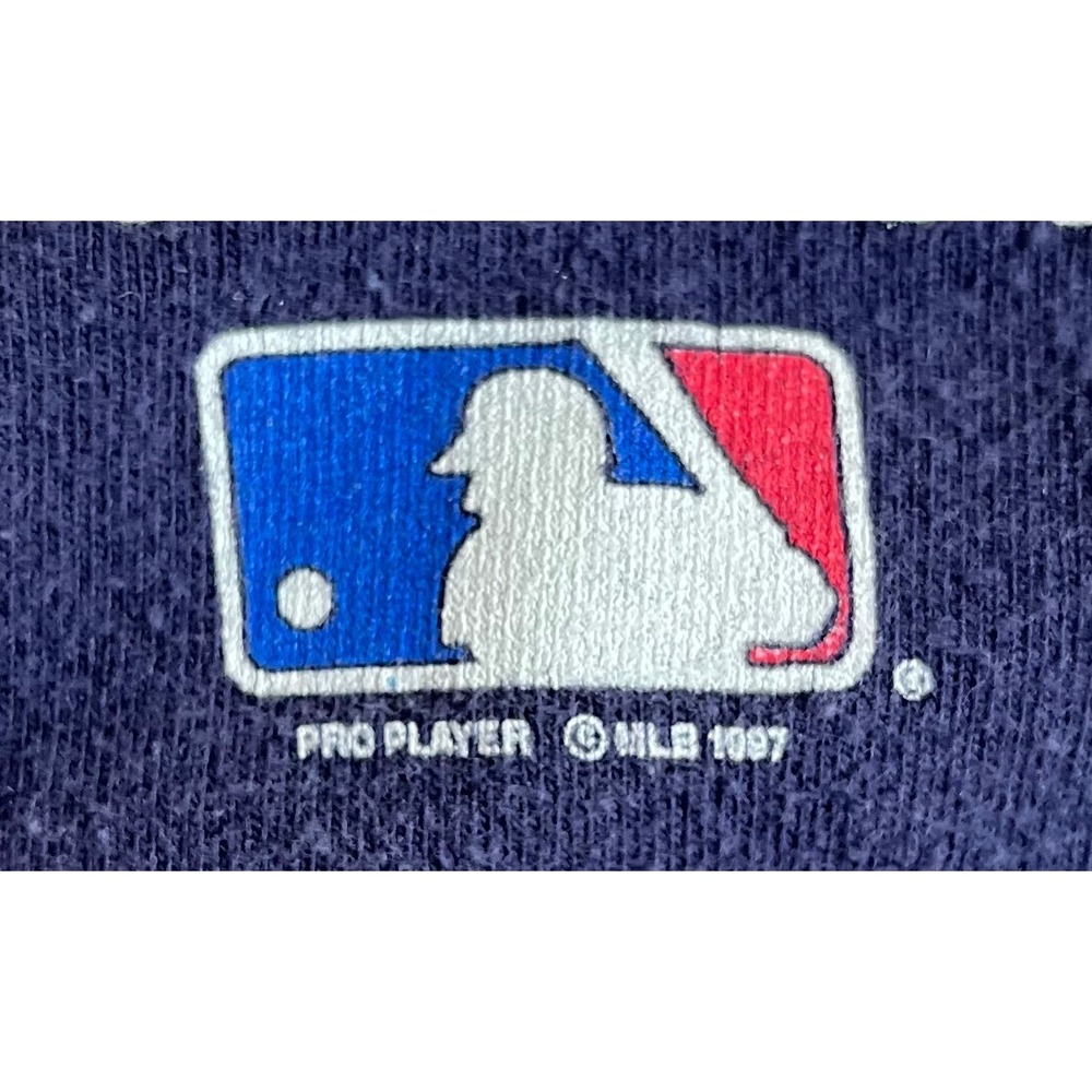 Vintage 1997 Cleveland Indians MLB T-Shirt Pro Player Navy Blue XL Single Stitch - Picture 3 of 9
